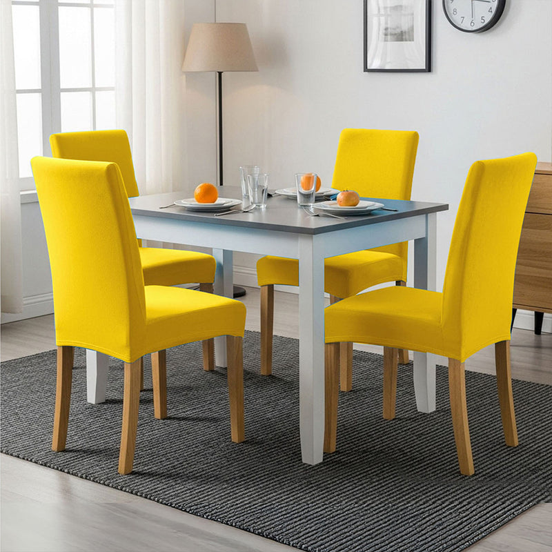 Anyseat Bright Yellow Velvet Dining Chair Cover – Plush Stretchable Slipcover for Kitchen & Dining Room Chairs