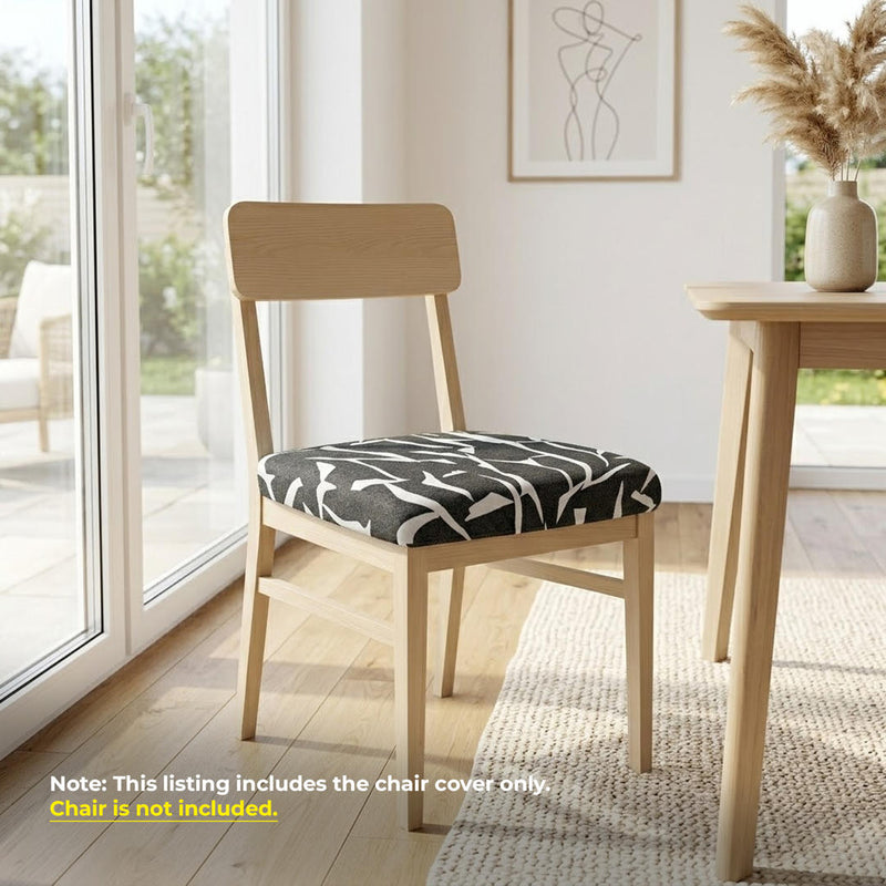 Anyseat Black and White Crack Linear Print Chair Cover – Stretch Washable Removable Seat Cover for Dining & Kitchen