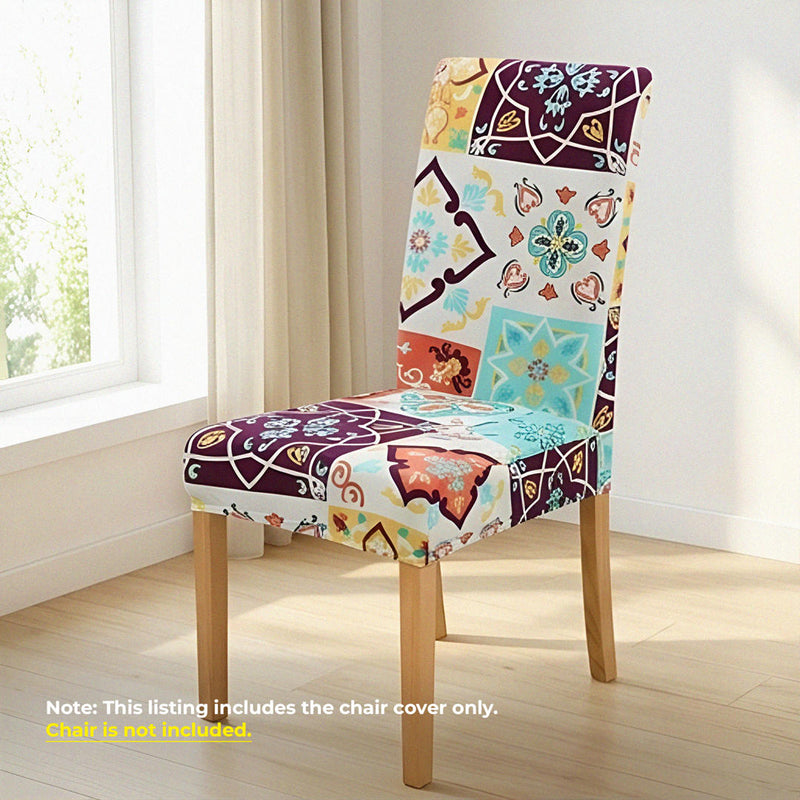 Anyseat White Floral Print Pattern Print Elastic Chair Cover – Plain Dining Slipcover & Home Décor