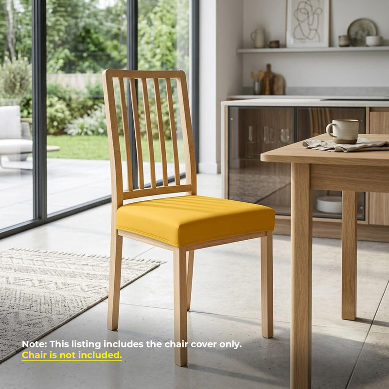 Anyseat Plain Yellow Stretch Chair Cover – Washable, Removable Dining & Kitchen Seat Protector