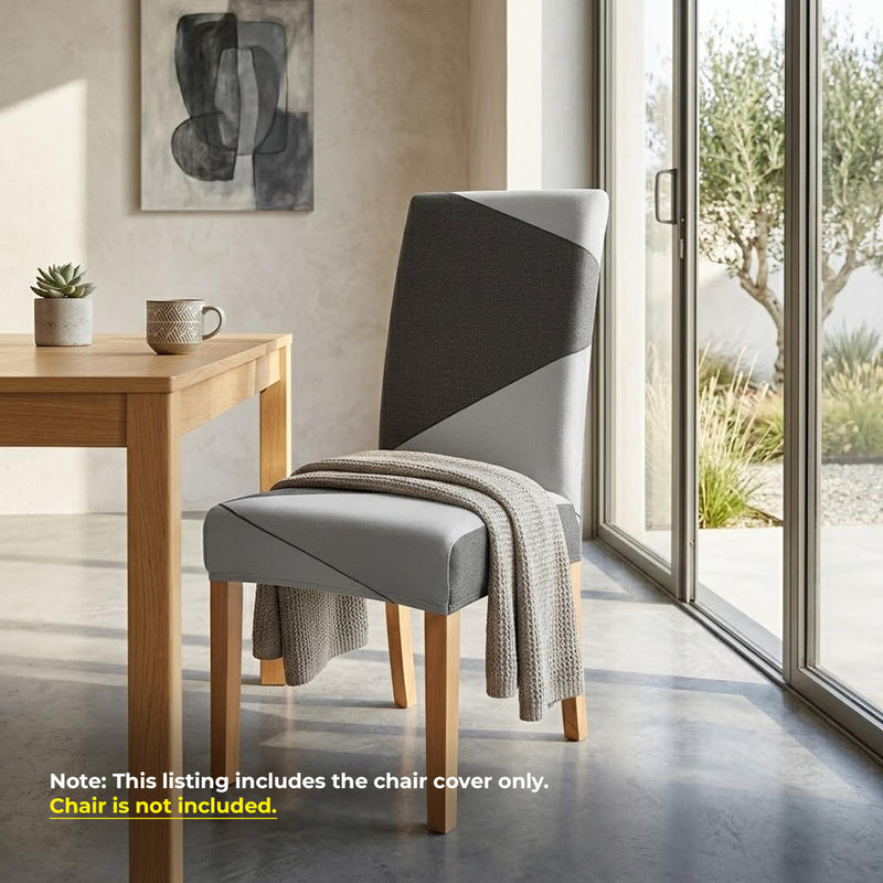 Anyseat Chair Cover Gray Geometric Elastic Slipcover Dining Decor