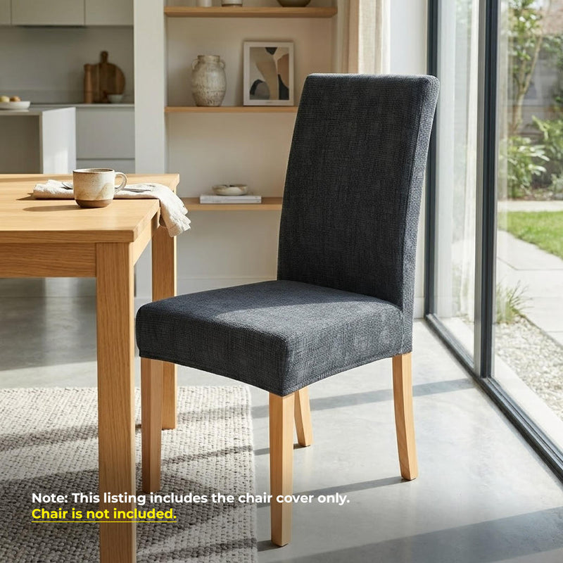 Anyseat Dark Gray Plain Scratch Pattern Print Elastic Chair Cover – Plain Dining Slipcover & Home Décor