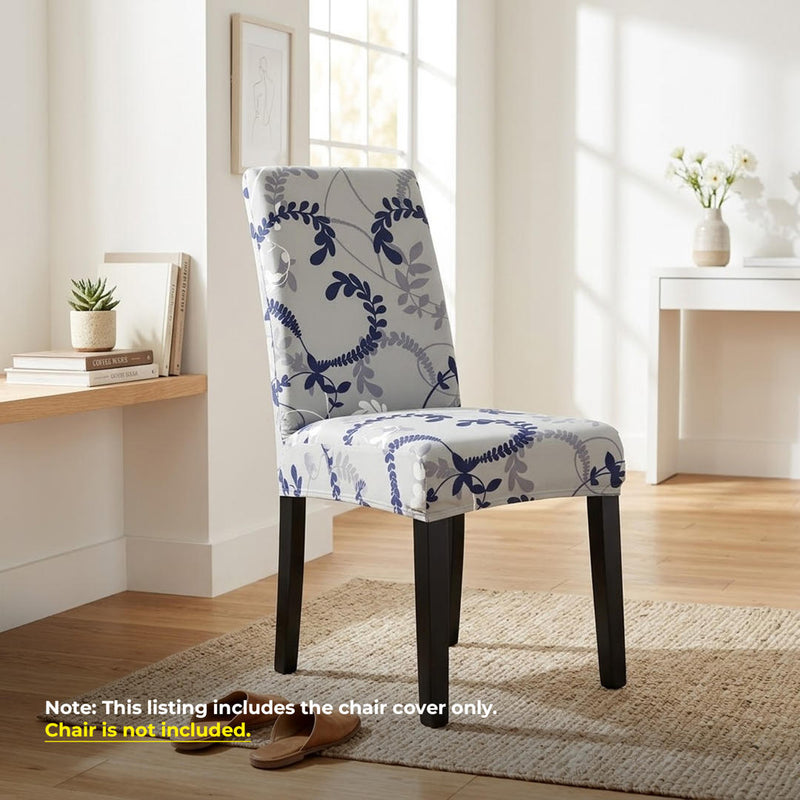 Anyseat Grey Leaf Vines Design Chair Cover – Elastic Slipcover with Anti‑Dirt Protection for Dining Room, Kitchen, Wedding, Hotel, Banquet & Restaurant