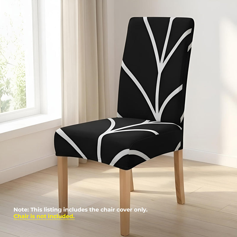 Anyseat Black with Linear Design Chair Cover – Elastic Slipcover with Anti‑Dirt Protection for Dining Room, Kitchen, Wedding, Hotel, Banquet & Restaurant
