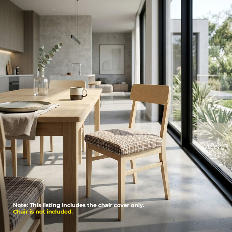 Anyseat Dark Brown Wavey and Straight Line Print Chair Cover – Stretch Washable Removable Seat Cover for Dining & Kitchen
