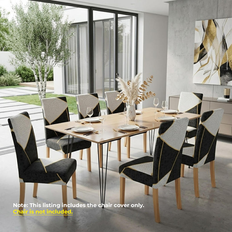 Anyseat Black Pattern Print Elastic Chair Cover – Plain Dining Slipcover & Home Décor