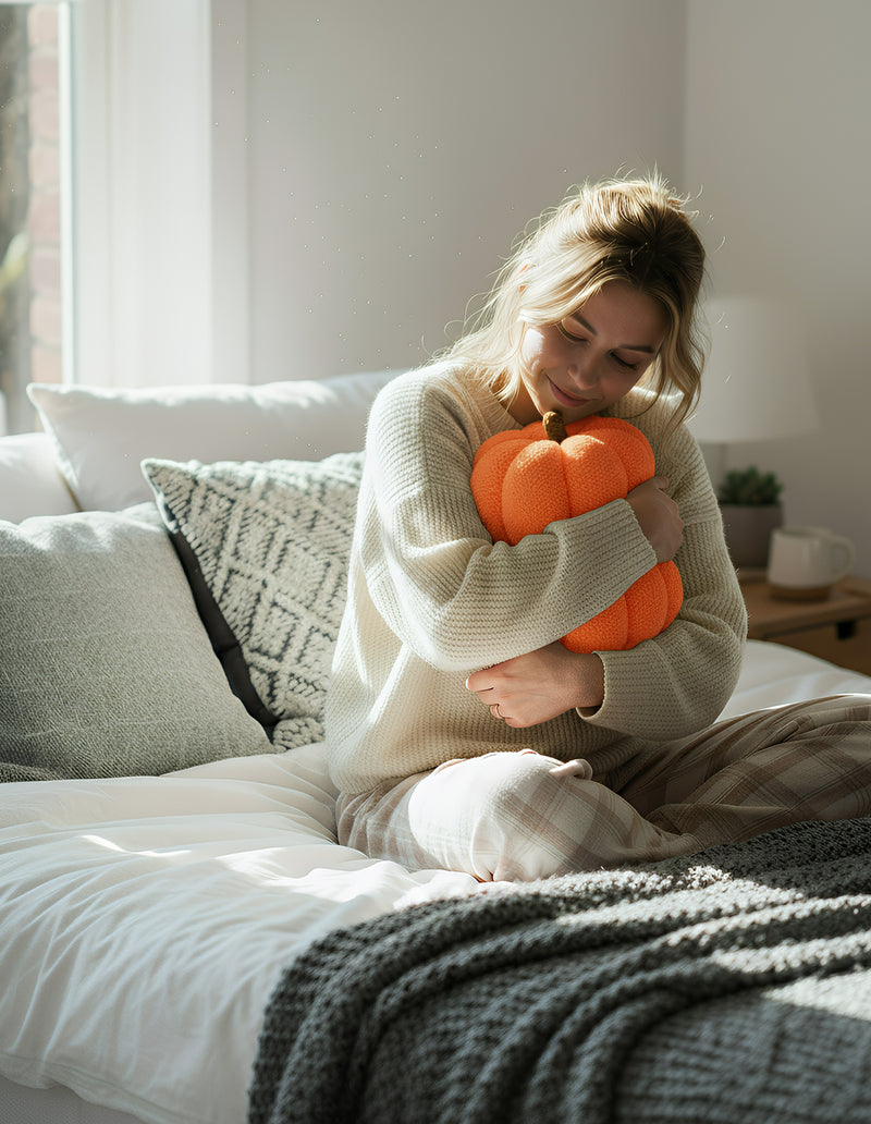 Anypillow Orange Lamb Fleece Pumpkin Plush Throw Pillow 35cm