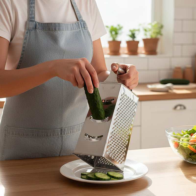 Anygleam Silver Stainless Steel Food Slicer – Multi-Function Kitchen Tool for Fruits, Vegetables & More