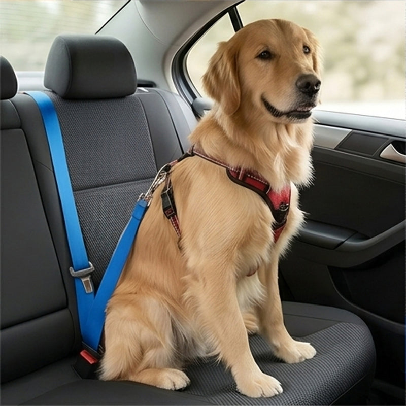 Adjustable Blue Pet Car Seat Belt – Safety Harness for Dogs & Cats