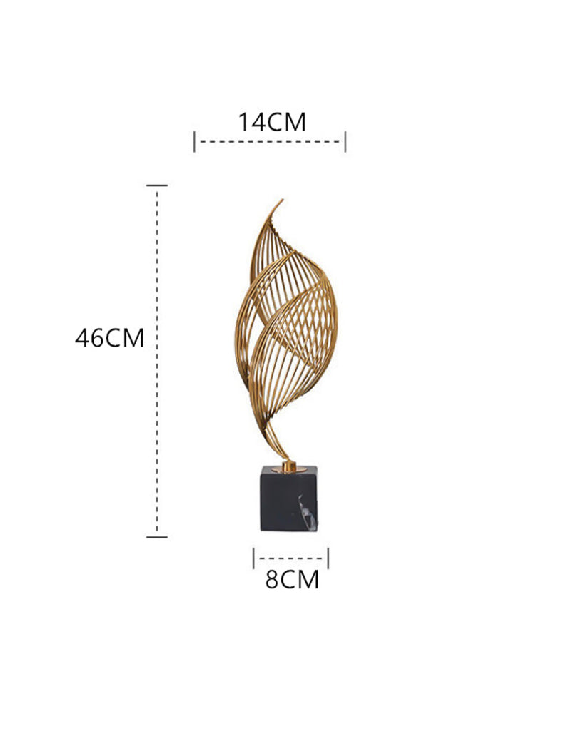 Anyhouz 46cm Spiral Leaves Luxury Gold Metal Tabletop Home Decor