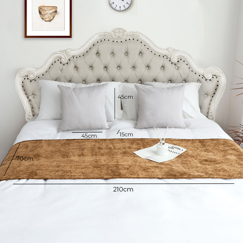 70cm Brown Vintage Bed Scarf Runner Bedding Tail Pad Flag For Home Hotel 3Pcs Set
