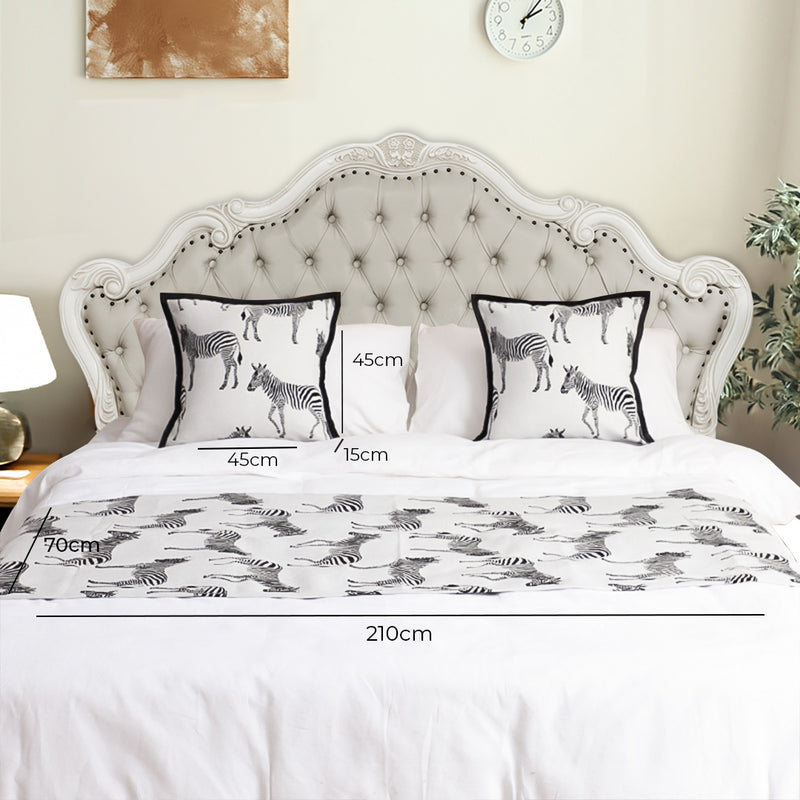 1.5m Bed Light Luxury Zebra Vintage Bed Scarf Runner Bedding Tail Pad Flag For Home Hotel 3Pcs Set