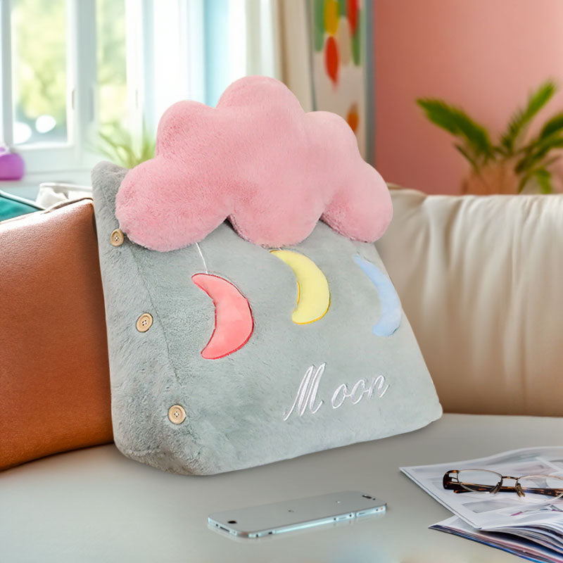 Anyseat Seat Cushion 2PC Green Cute Cloud Soft Leaning Lumbar Wedge Pillow Bedside Plush Home Decor