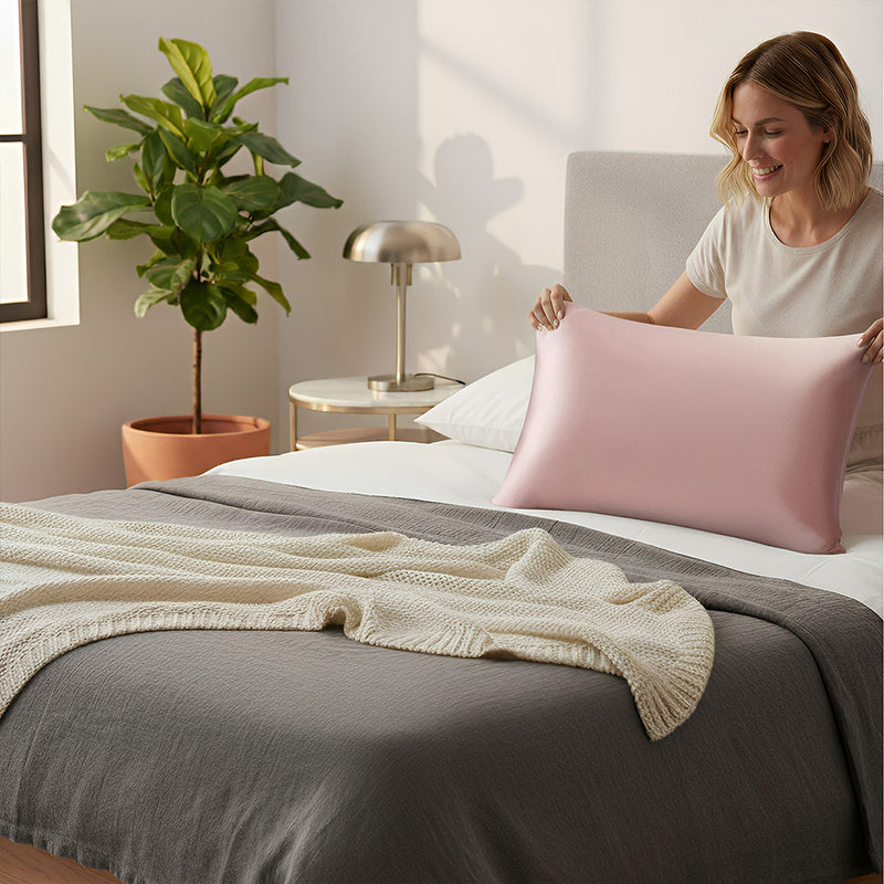 Anypillow Pillowcase 50x75cm Pink Natural Mulberry Silk For Comfortable And Relaxing Home Bed