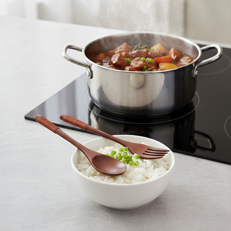 Anygleam Orange Wooden Spoon and Fork Set – 2pcs Tableware