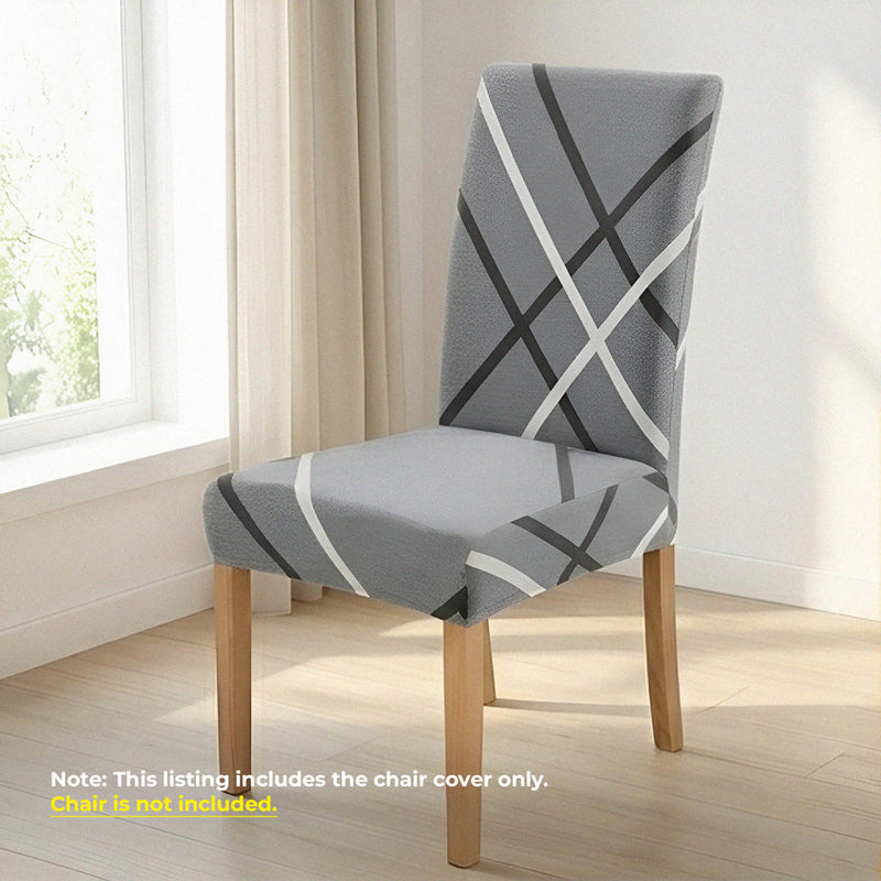 Anyseat Grey with Linear Design Chair Cover – Elastic Slipcover with Anti‑Dirt Protection for Dining Room, Kitchen, Wedding, Hotel, Banquet & Restaurant
