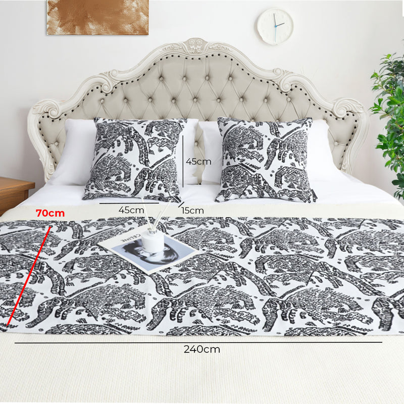 1.8m Light Black Luxury Mottled Bed Vintage Scarf Runner Bedding Tail Pad Flag For Home Hotel 3Pcs Set