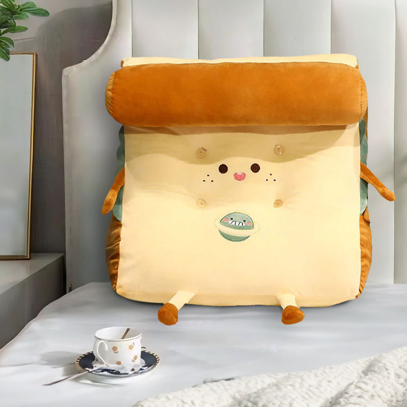 Anyseat Seat Cushion 2PC Cute Face Toast Bread Wedge Stuffed Plush Cartoon Back Support Pillow Home Decor