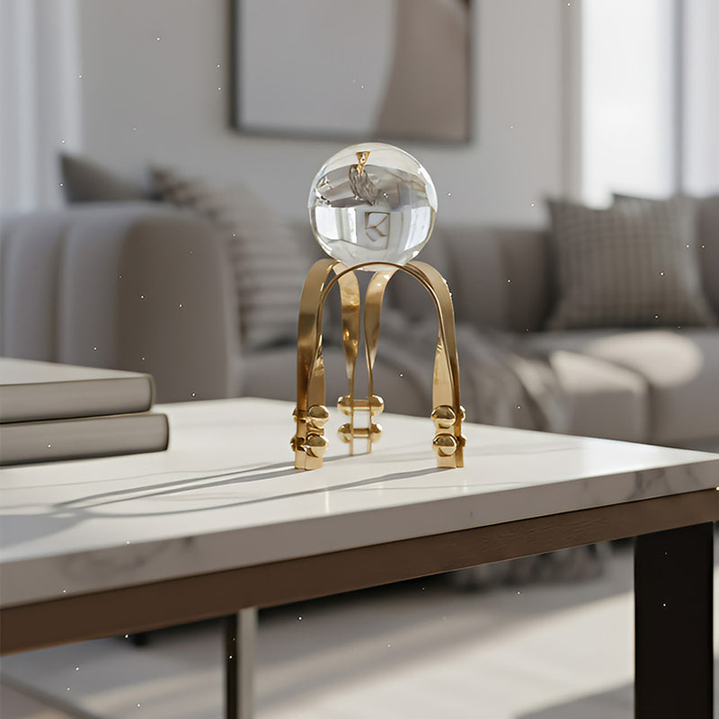 ANYHOUZ 23cm Luxury Crystal Ball Tabletop Home Decor Modern Art Living Room Display House Decorative Crafts Metal Ornaments 26