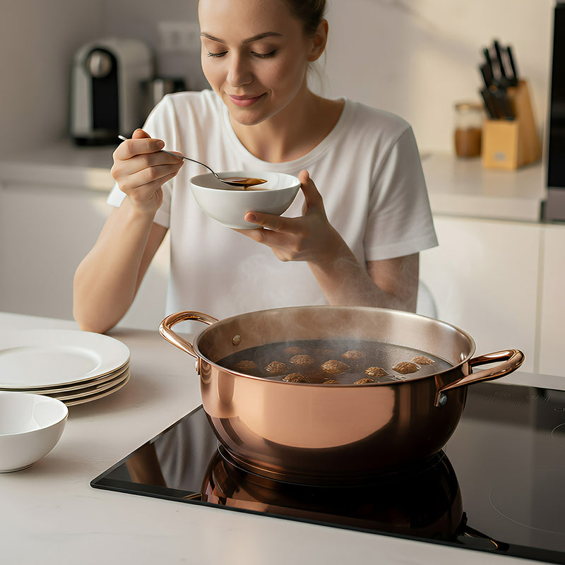 ANYGLEAM Stock Pot Rose Gold Stainless Steel Home Restaurant Cooking Tool Single-Layer Compatible Soup Kitchen Utensils