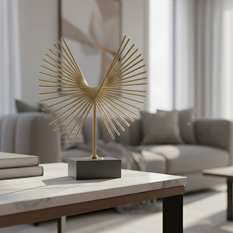 ANYDECO 27cm Luxury Gold Metal Tabletop Home Decor Modern Art Living Room Display House Decorative Crafts Metal Ornaments