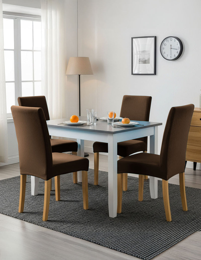 Anyseat Coffee Velvet Dining Chair Cover – Plush Stretchable Slipcover for Kitchen & Dining Room Chairs
