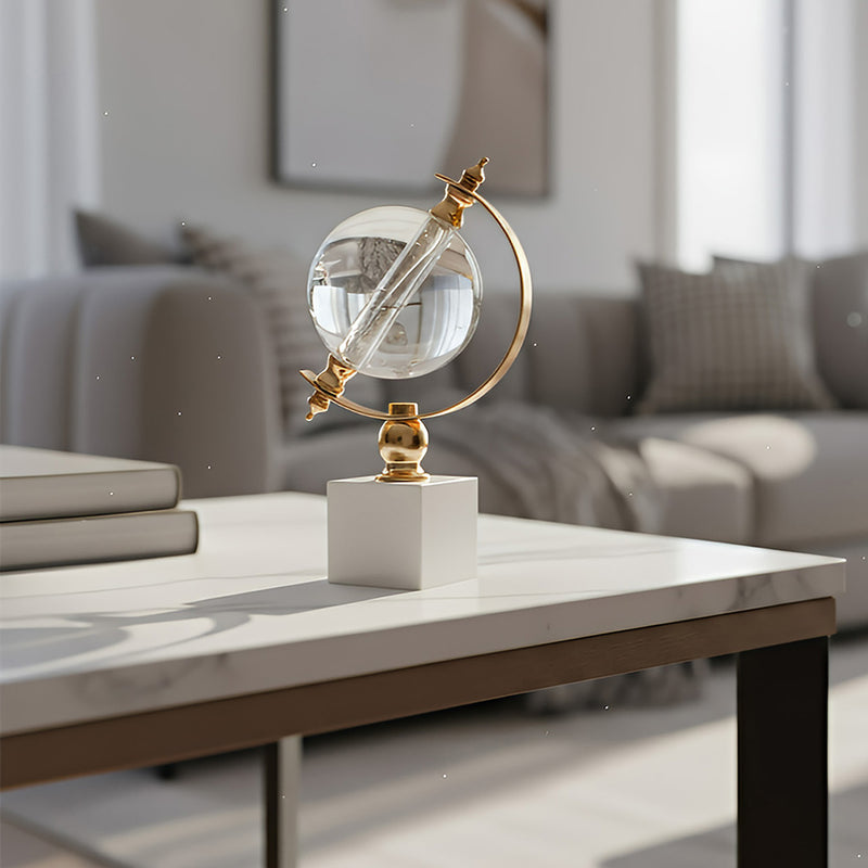 ANYHOUZ 26cm Modern Creative Glass Globe Tabletop Home Decor Modern Art Living Room Display House Decorative Crafts Metal Ornaments