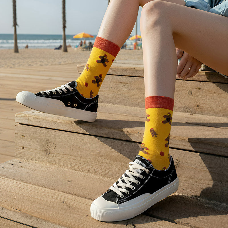 Anyfootwear 3 Pairs Women’s Seasonal Cotton Socks Funny Gift Party Multi Color