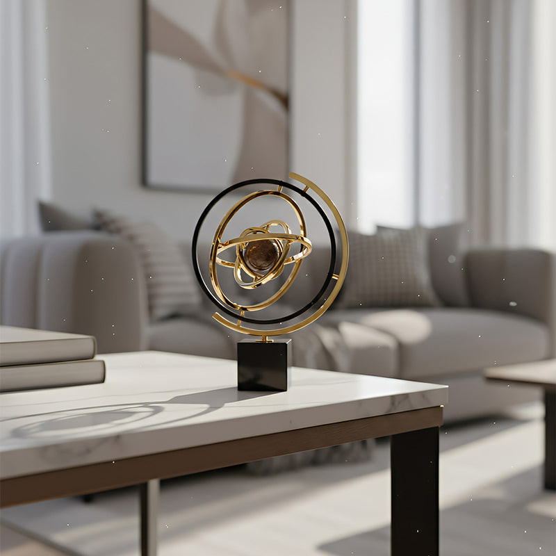 ANYHOUZ 43cm Metal Globe Tabletop Home Decor Modern Art Living Room Display House Decorative Crafts Ornament