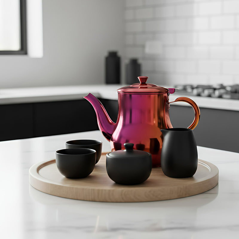 Anygleam Red Rainbow Stainless Steel Teapot with Filter – Multi-Purpose Kettle for Coffee, Tea, Oil & Seasonings