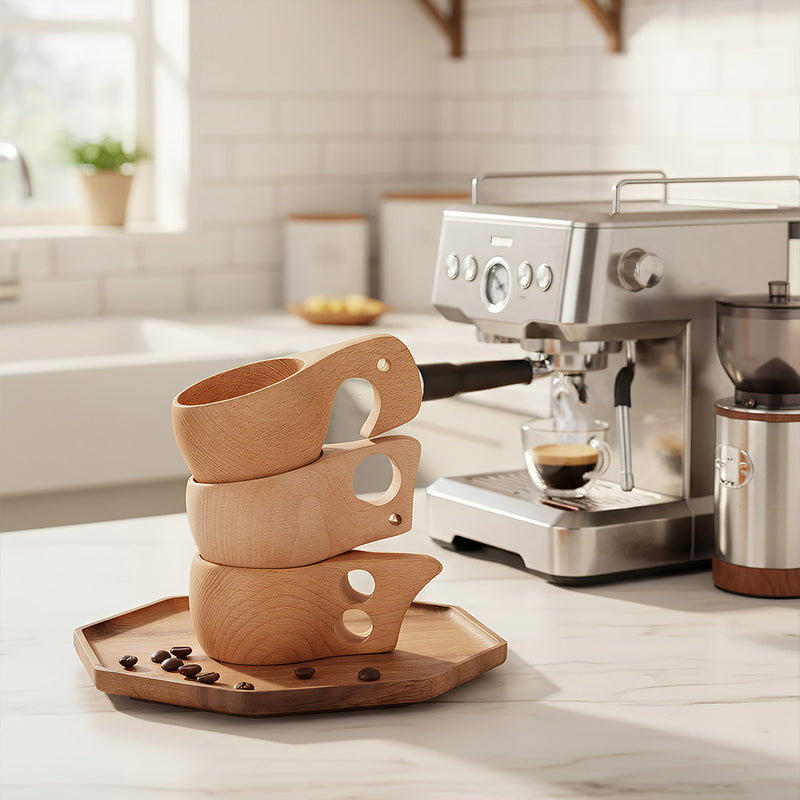 Anygleam Brown Style 1 Wooden Cup Coffee Mug Kitchen Tools Accessories