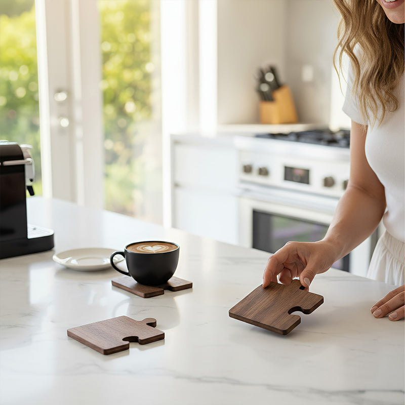 Anygleam Natural Wood 4pcs Wooden Coaster Cup Kitchen Tools Accessories