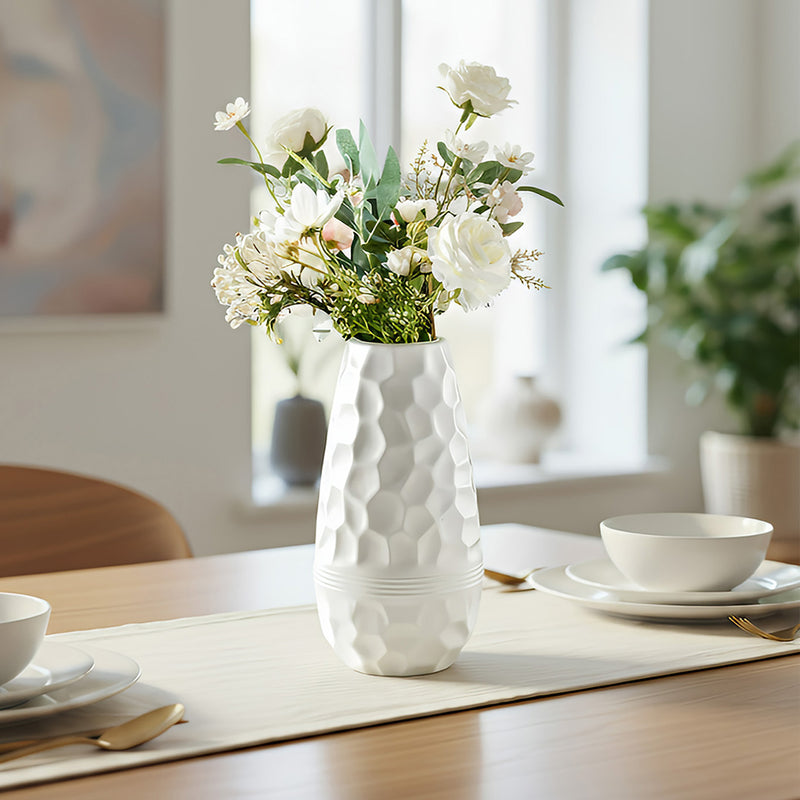ANYDECO Flower Vase White Large Meteorite Nordic Style Table Decor
