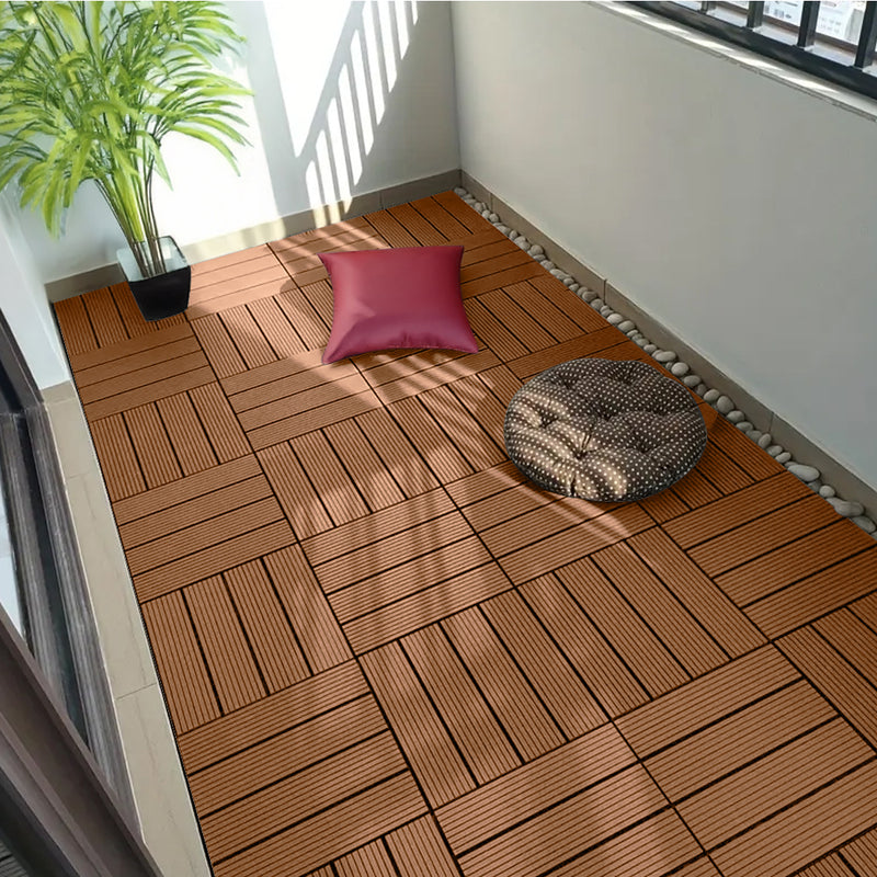 Decking Tiles Red Brown 2 Set of 11 PCS DIY Wooden Composite Garden Outdoor Backyard Flooring Home Decor