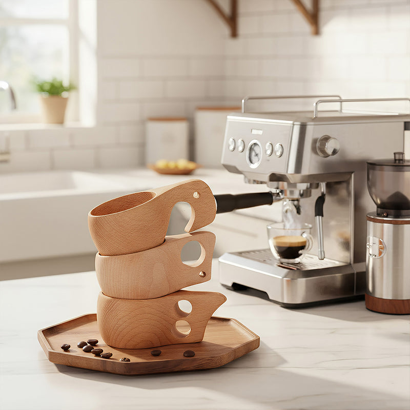 Anygleam Brown Style 3 Wooden Cup Coffee Mug Kitchen Tools Accessories