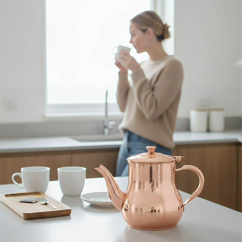 Anygleam Rose Gold Stainless Steel Teapot with Filter – Multi-Purpose Kettle for Coffee, Tea, Oil & Seasonings