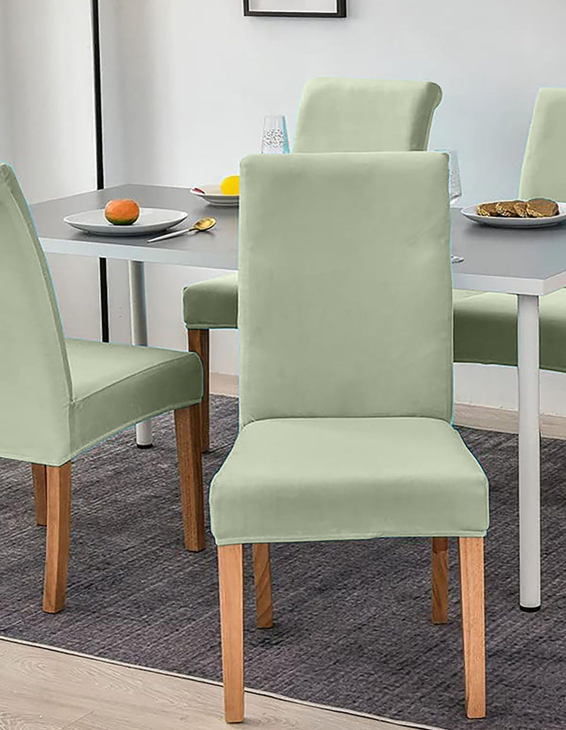 Anyseat Light Green Velvet Dining Chair Cover – Plush Stretchable Slipcover for Kitchen & Dining Room Chairs