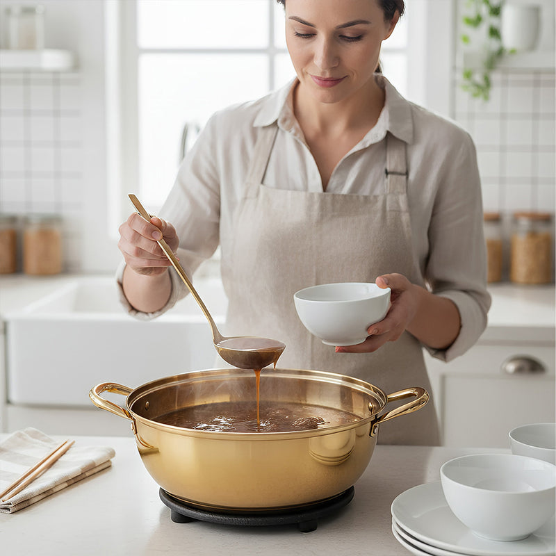 ANYGLEAM Stock Pot Gold Stainless Steel Home Restaurant Cooking Tool Single-Layer Compatible Soup Kitchen Utensils