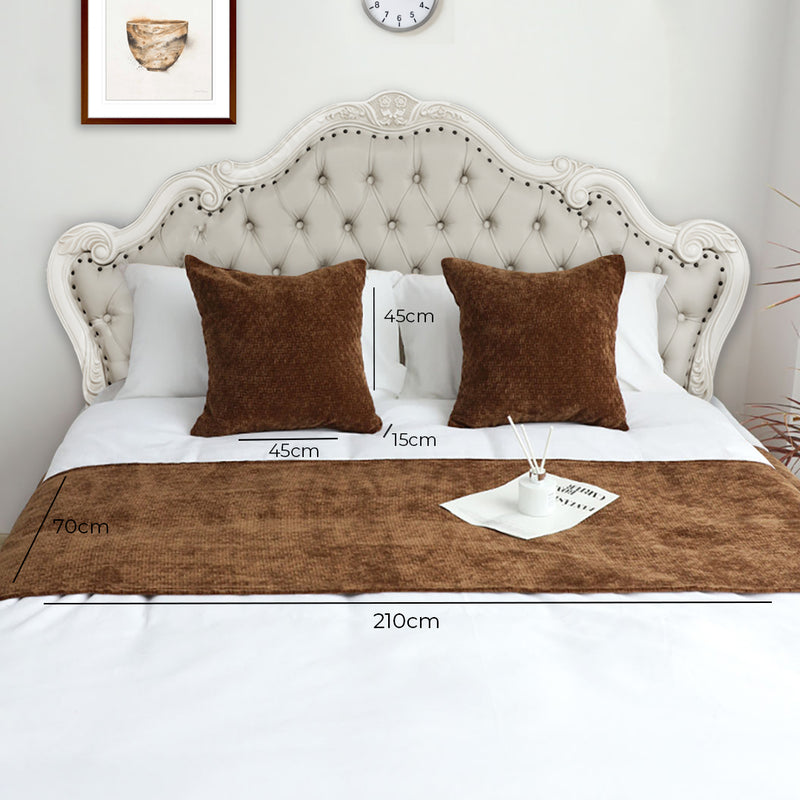 70cm Chocolate Bed Wabi-sabi Elegant Japanese Style for Bed 3Pcs Set