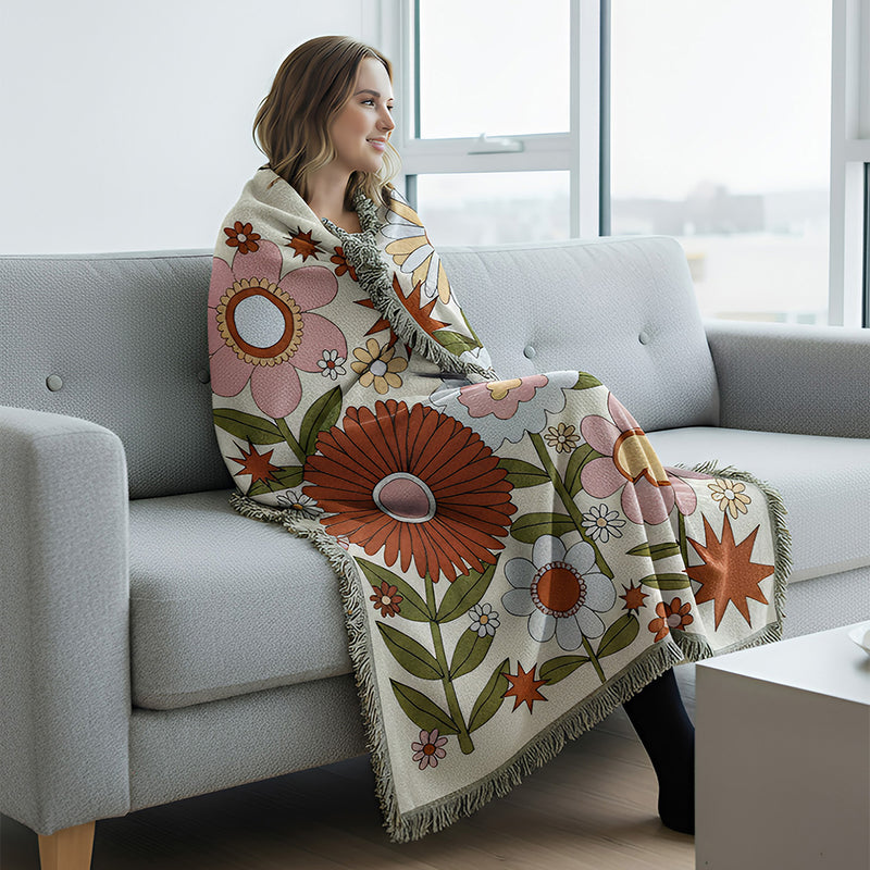 Anycozy Sunflower Design Throw Blanket – Soft Camping Mat & Cozy Home Décor