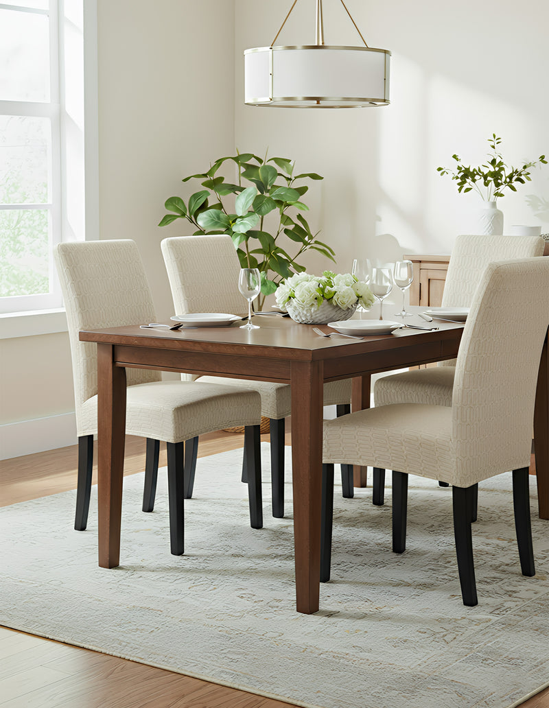 Anyseat Beige Wavey Lines Design Chair Cover – Elastic Anti‑Dirt Design for Dining, Kitchen, Wedding, Hotel & Banquet Use