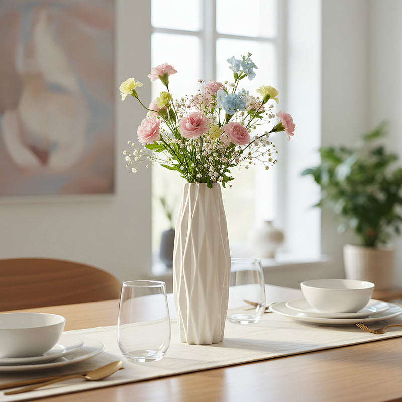 ANYDECO Flower Vase White Small Geometric Nordic Style Pot Home Decor