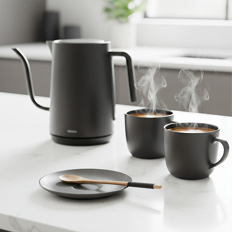 Anygleam Wooden Black 6pcs Wooden Tea Long Spoon  Kitchen Tableware