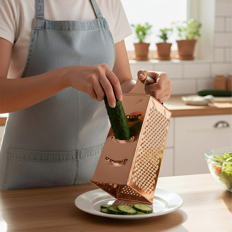Anygleam Rose Gold Stainless Steel Food Slicer – Multi-Function Kitchen Tool for Fruits, Vegetables & More