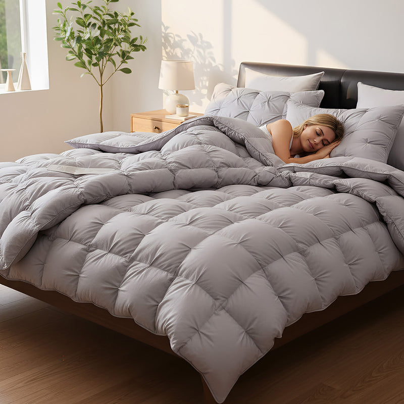 ANYHOUZ Duvet Cover Dark Grey Luxury Breathable Puffer Bed Comforter