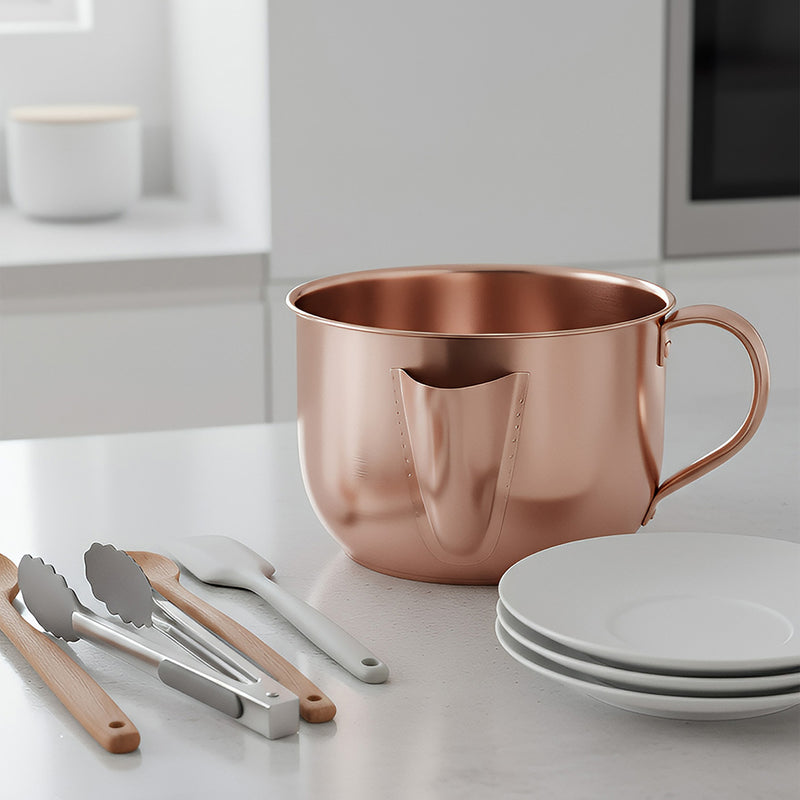 Anygleam Rose Gold Stainless Steel Separator Pot 1000ML – Golden Oil Filter Bowl for Soup, Gravy, Water & Fat Removal Kitchen Tool