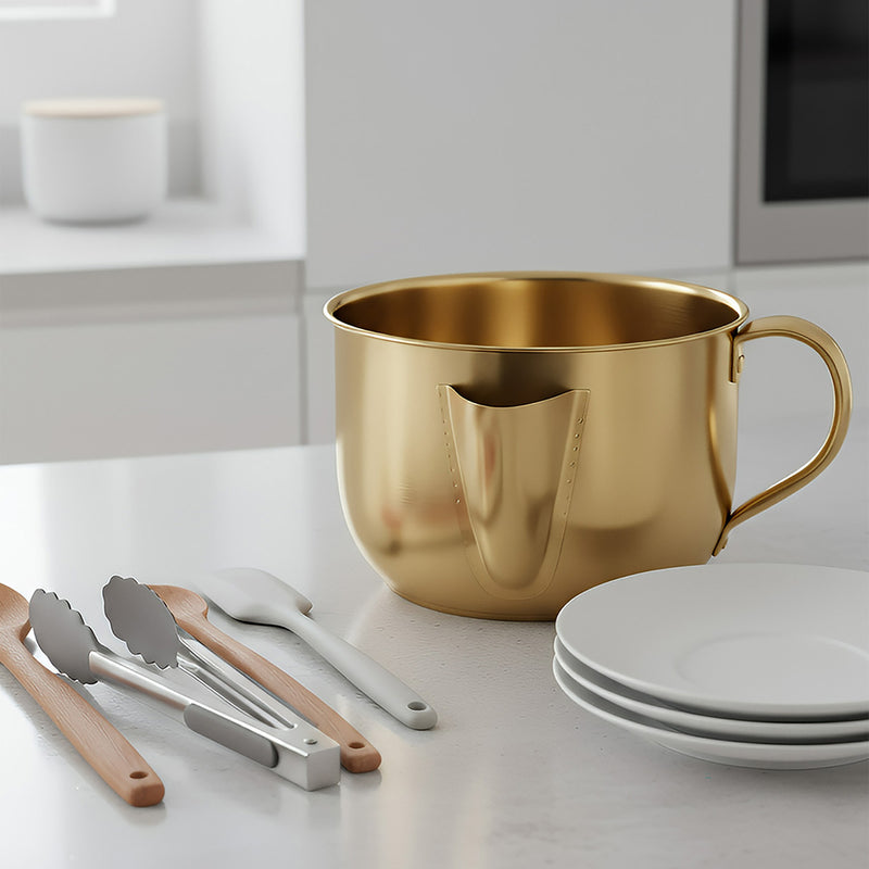 Anygleam Gold Stainless Steel Separator Pot 1000ML – Golden Oil Filter Bowl for Soup, Gravy, Water & Fat Removal Kitchen Tool