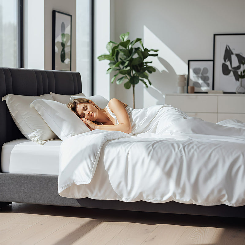 Anycozy Duvet Cover White Premium Soft Mulberry Silk Blanket Comforter 3000G