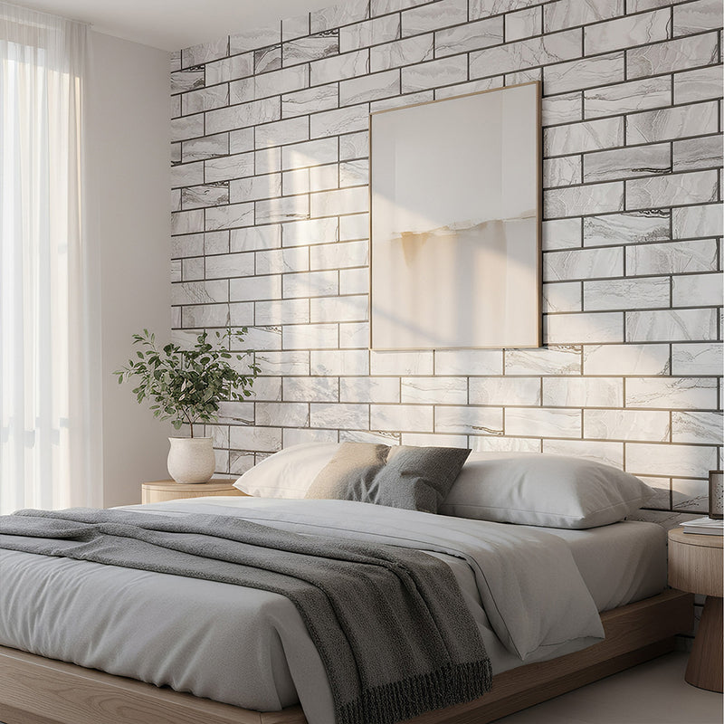 ANYHOUZ 10pcs Self Adhesive Vinyl Wall Tile Grey Marble Waterproof