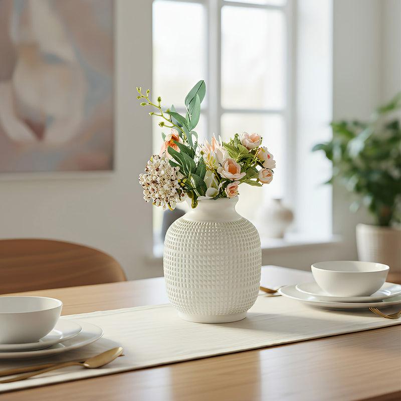 ANYDECO Flower Vase White Medium Nordic Plastic Pot Home Decor
